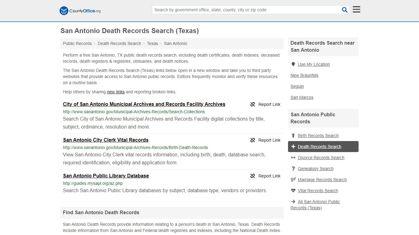 Death Records Search - San Antonio, TX (Death Certificates & Indexes)